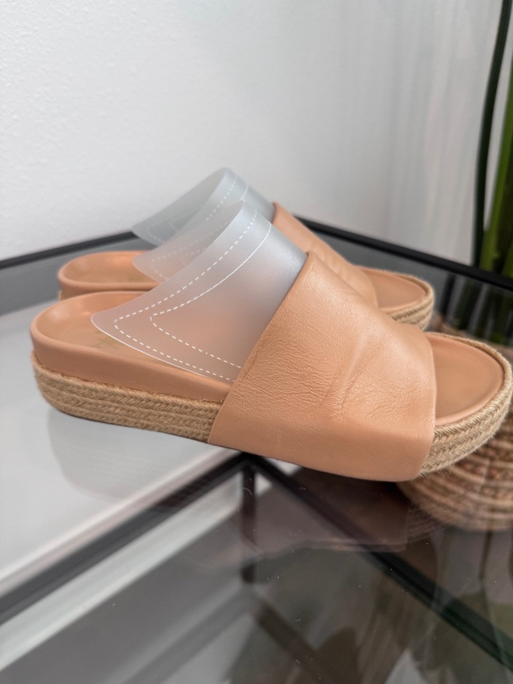 BEEK Pelican Sandals Nude/Tan Leather Platform Slide Size 6